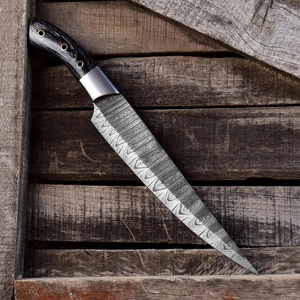 Couteau de chef professionnel en acier Damas de haute qualité, manche en bois, étui en cuir, couteau pliant utilitaire de survie - Product Image 5