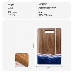 Planche à découper décorative en bois écologique Bold Blossom, infusée de résine, avec poignée pendentif, épaisseur 1,5 cm, pour service - Product Image 5
