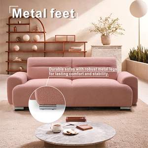 Acogedor Sofá Cama Convertible de 3 Plazas en Tela Teddy con Patas de Metal - Product Image 4