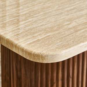 Modern Wooden Rectangle Dining Table Antique Legs Minimalist Design Stable <b>Marble</b> <b>Top</b> 6 Seater Madera Finekraft DTB034 - Product Image 5