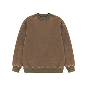 Sudadera de Cuello Redondo Extra Grande de Primera Calidad, 350 g/m², Lavada con Ácido, para Hombre, Talla Grande, Diseño de Hombros Caídos, Tinte Liso, Invierno - Product Image 2