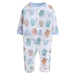 Pelele de algodón orgánico de punto OEM estampado personalizado Color sólido Unisex ropa de recién nacido mono infantil mameluco de bebé - Product Image 1