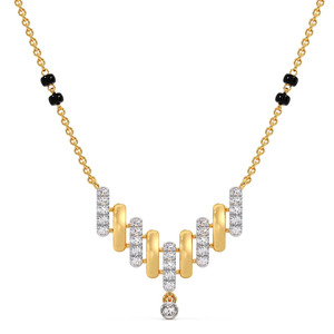 Collar Mangalsutra con Diseño Geométrico de Ondas Arquitectónicas y Diamantes - Product Image 1