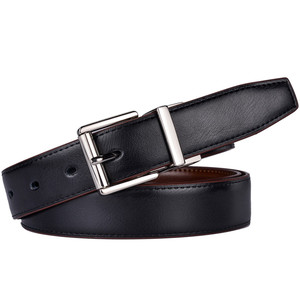 Cinturón Casual Reversible para Hombre, de Cuero Vacuno Genuino, con Hebilla Rectangular de Aleación Plateada, Ajustable, en Negro y Marrón - Product Image 2