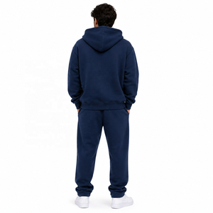 Men's Full <b>Zip</b> Hoodies Tracksuit Set Heavy Fleece Streetwear Jogger Suit with Drawstring Sweatshirt & Pants for Wholesale Supply - Product Image 3