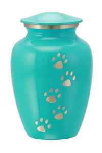 Elegantes Urnas Conmemorativas para Mascotas en Gris Pizarra - Urna de Cremación de Metal Resistente con Diseño de Huella Grabada, Urna de Recuerdo con Forma de Corazón para Mascotas - Product Image 2