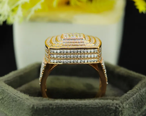 14K Yellow <b>Gold</b> Plated Men's Sterling Silver Vintage Cut Moissanite <b>Ring</b> 925 Silver Hip Hop Party Statement Jewelry - Product Image 2