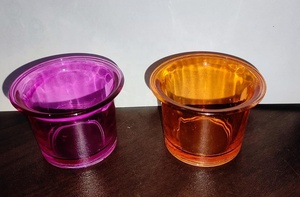 Multicolor Color Little Glasses <b>Tea</b> Light Candle Holders Glass Material <b>Small</b> <b>Cups</b> Cylinder Shape Band on Top for Special Day - Product Image 2