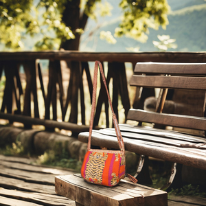 Pur coton écologique Indigo été mode Boho sac à bandoulière pour femmes bandoulière Floral main bloc imprimé sac à main - Product Image 4