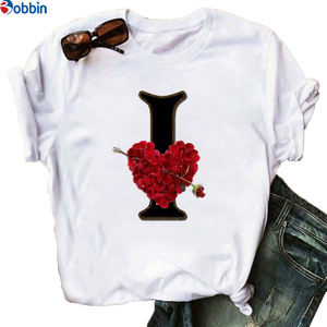 Camiseta de Verano para Mujer, Talla Grande, Estilo Dulce, con Estampado del Alfabeto Inglés, Transpirable, para Parejas, con Letras y Diseño Encantador - Product Image 3