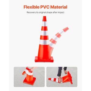 6 Coni di Sicurezza Arancioni in PVC da 36 Pollici con Collari Riflettenti e Base Appesantita per Segnalazione Stradale e Costruzioni - Product Image 4