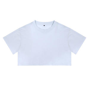 T-shirt court pour femme en coton écologique, coupe ajustée, col rond, manches courtes, style streetwear, prix usine Chine, vente en gros - Product Image 6