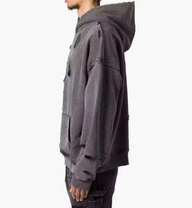 Sweat à capuche confortable 400 GSM, effet délavé vintage, logo personnalisé du fabricant, imprimé numériquement, sweat à capuche douillet en coton vintage pour homme - Product Image 5