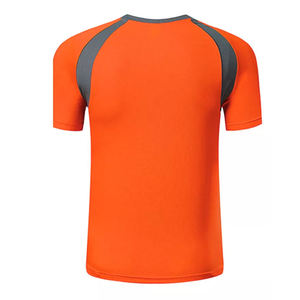 เสื้อกีฬาโพลีเอสเตอร์แห้งเร็วแขนสั้นสีส้มสำหรับผู้ชาย ดีไซน์บล็อกสี เสื้อว่ายน้ำสำหรับผู้ใหญ่ - Product Image 2