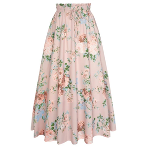 Jupe longue ample en mousseline de soie à imprimé floral de haute qualité pour femmes, idéale pour le printemps et l'été, à porter au quotidien - Product Image 1