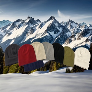 หมวกบีนนี่ใช้ได้ทั้งชายและหญิงสีทึบสีเบจสำหรับฤดูหนาวหมวกผ้าแคชเมียร์ผ้าพัชมีนาปรับแต่งโลโก้ได้สไตล์ภาพฟรีไซส์หมวกอบอุ่น - Product Image 1