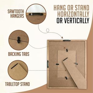 Rattan Picture Frame Photos | EACH UNIQUE Natural Fir Wood, Handwoven Rattan Mat, Boho Coastal Decor <b>Wall</b>/<b>Table</b> <b>Mount</b> - Product Image 2