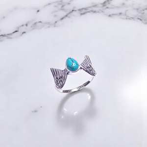 Bagues en argent sterling 925 avec ailes d'ange pour améthyste, quartz rose et turquoise, design ailes d'oiseau, bagues et bijoux en argent - Product Image 2