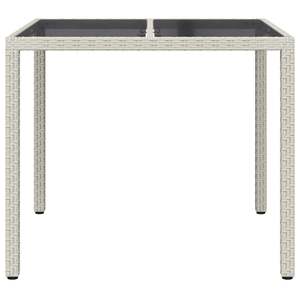 Tavolo da pranzo da giardino in polyrattan bianco 90x90x75 cm per esterni - Product Image 3
