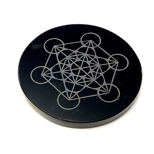 Cube de metatron gravé d'obsidienne noire de haute qualité, comprend toutes les plaques de grille solide à 5 plaques de grille en cristal de Chakra - Product Image 4