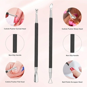 Pousse-cuticules arc-en-ciel, dissolvant de vernis à ongles, ensemble d'outils de manucure en acier inoxydable, grattoir pour vernis gel, nettoyeur d'ongles, pédicure - Product Image 3