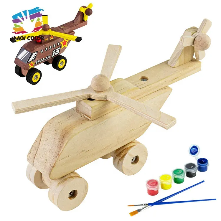 Alta Qualidade Criativa Pintura Montagem De Madeira Avião Artesanato Brinquedo Para Crianças W03A159
