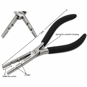 Pince de pose et de retrait d'extensions capillaires de 7 pouces, en acier inoxydable, à mâchoires plates, manche bleu, outil professionnel de salon - Product Image 3