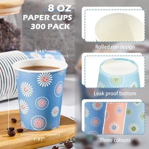 Confezione da 300 Bicchieri di Carta Usa e Getta da 8 oz, Colorati per Bevande Calde/Fredde, Acqua, Succo, Caffè - Product Image 3