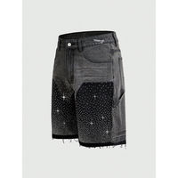 Short en jean tissé droit pour femme, taille mi-haute, en coton, avec fermetures éclair, coupe ample, pour l'hiver