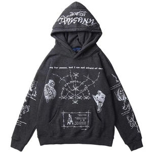 เสื้อฮู้ดดี้โอเวอร์ไซส์ 450 GSM พิมพ์ลายกราฟิกด้วยเทคนิคซิลค์สกรีน ผ้าเฟรนช์เทอร์รี่ ระบายอากาศได้ดี พรีเมียม สไตล์สตรีทแฟชั่นสำหรับฤดูใบไม้ร่วง เสื้อสเวตเชิ้ตสั่งทำพิเศษ - Product Image 4