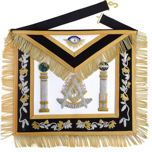 Custom Masonic Apron Blue White Embroidered Square Compass <b>Beads</b> <b>Fringe</b> Classical Style Sew-On Badge Garment Application - Product Image 3