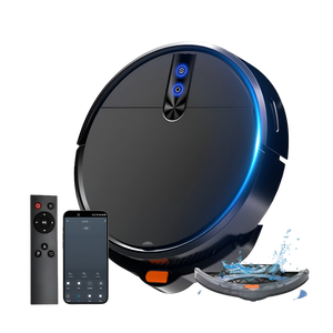 SUDEX Aspirateur robot à forte aspiration 2000Pa, fonction serpillière, contrôle WiFi via application Alexa, auto-recharge, pour poils d'animaux et sols durs - Product Image 1