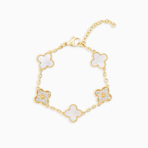 Luxury Clover Moissanite <b>Bracelet</b> 925 Sterling <b>Silver</b> Gold Plated Flower <b>Charm</b> <b>Bracelet</b> For Women - Product Image 1