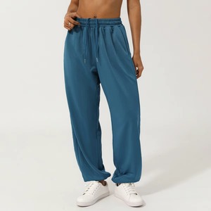 Women's High Waisted Wide Leg Sweatpants with Drawstring, Casual <b>Loose</b> Fit Jogger <b>Pants</b> for <b>Yoga</b> and Lounge Solid Color Trousers - Product Image 1