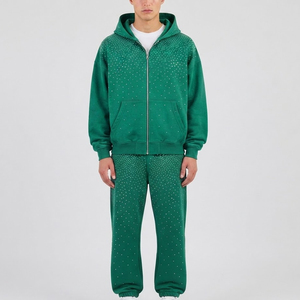 Stylish Men <b>Rhinestone</b> Fashion Tracksuit Matching <b>Jacket</b> And Pants With Decorative Stone Details Made Zipper <b>Rhinestone</b> Suits - Product Image 1