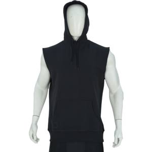 Débardeurs à capuche sans manches pour hommes, pour l'entraînement et la musculation, 420 grammes, délavé, broderie 3D, fermeture éclair - Product Image 1