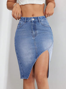 2026 Trending HSI Top Model Acid Wash Semi Stretch Denim Skirts With A Classic Cargo <b>Belt</b> Multi Pockets Fancy Style Front - Product Image 4