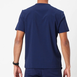Conjunto de Uniforme Médico Azul Marino para Hombre, Camiseta de Manga Corta con Cuello en V y Pantalones, Uniformes de Hospital, Tela de Algodón y Poliéster - Product Image 1
