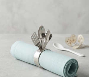 Modern Metal Flatware Napkin <b>Ring</b> Stainless Steel Miniature Cutlery Design Napkin Holder For Wedding Banquet Hotel Restaurant - Product Image 1