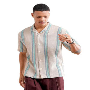 Camisa nueva, venta al por mayor, camisa informal de manga corta con cuello cubano bordado de cuello contrastante de verano para hombre - Product Image 6