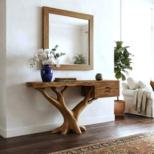 Vintage <b>Console</b> <b>Table</b> With Drawer Farmhouse Tabletop Solid Wood Handmade Furniture Living Room <b>Table</b> Housewarming Gift - Product Image 2