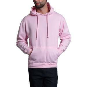 Men's <b>Pink</b> Hooded <b>Sweatshirt</b> Regular Fit Solid Color Casual Autumn Wear Fleece 100% Cotton Long Sleeve Pocket Design - Product Image 1