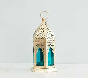 Stainless Steel Lantern With Glass Panels And Perforated <b>Top</b> For Home Decoration - Product Image 4