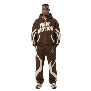 Survêtements kaki robustes en molleton bouclette brut, à capuche, manches longues, taille élastique, poignets et chevilles élastiqués, pour l'automne, style décontracté, avec impression en relief - Product Image 5