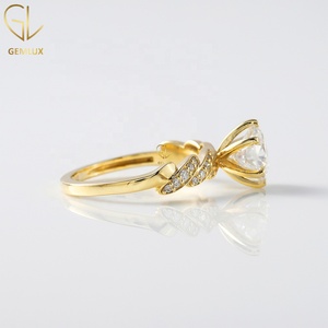 18k Gold <b>Ring</b>, Round Cut Moissanite <b>Diamond</b> <b>Ring</b>, Twisted Engagement <b>Ring</b>, Moissanite <b>Diamond</b> Promise <b>Ring</b>, Twisted Pave Band - Product Image 6