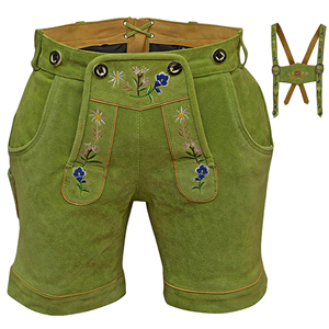 Premium ZASSON SPORTS Bavarian Lederhosen Traditional German Oktoberfest Trachten Genuine <b>Leather</b> Festival Shorts Model - Product Image 5