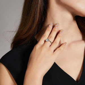 Bague de fiançailles en forme de cœur avec diamant, argent sterling 925, 0,5 carat, or 14 carats, diamant de laboratoire rond, halo bypass, cadeau de la Saint-Valentin pour elle - Product Image 6