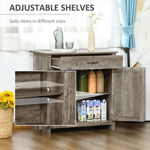 Credenza Stile Fattoria da 32 Pollici in Grigio Anticato, Mobile Buffet con Ante Scorrevoli in Metallo, Bar per Caffè per Cucina, Soggiorno o Ingresso - Product Image 5