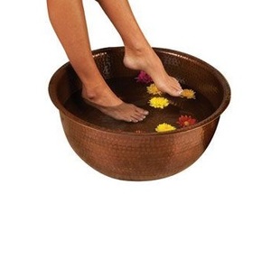 Bol de pédicure 100% fait main en cuivre pur, article le plus vendu, baignoire ronde pour les pieds, drainage manuel, massage portable - Product Image 1
