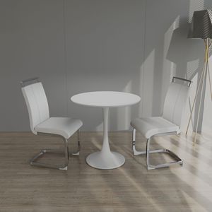 Tavolo da pranzo Tulip bianco da 31,5 pollici per 2-4 persone, tavolo da cucina con piano in MDF e base grigia, elegante e salvaspazio - Product Image 3